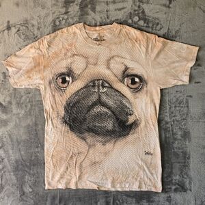The Mountain Pug Face Dog T Shirt Size Medium Tan 2011